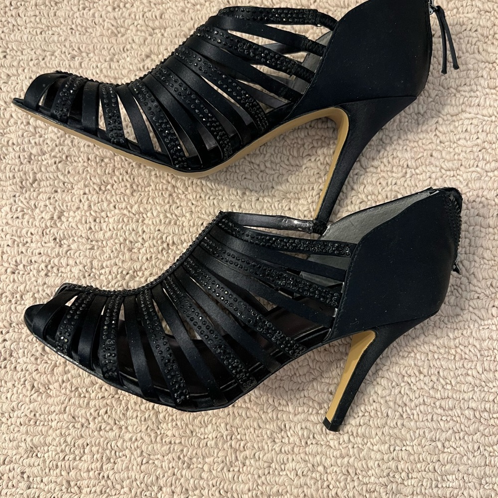 Nine West Rule Breaker Black Strappy Heels